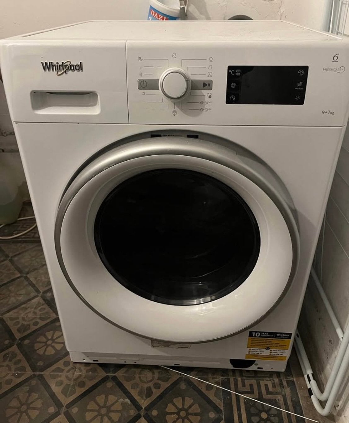Lave-linge séchant Whirlpool 6th Sense FreshCare+ – 9 kg, 8 à 10 kg, Enlèvement, Utilisé