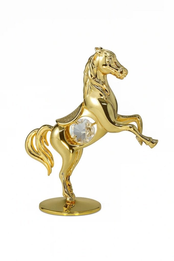 24k verguld Paard Beeldje met Kristallen Accent