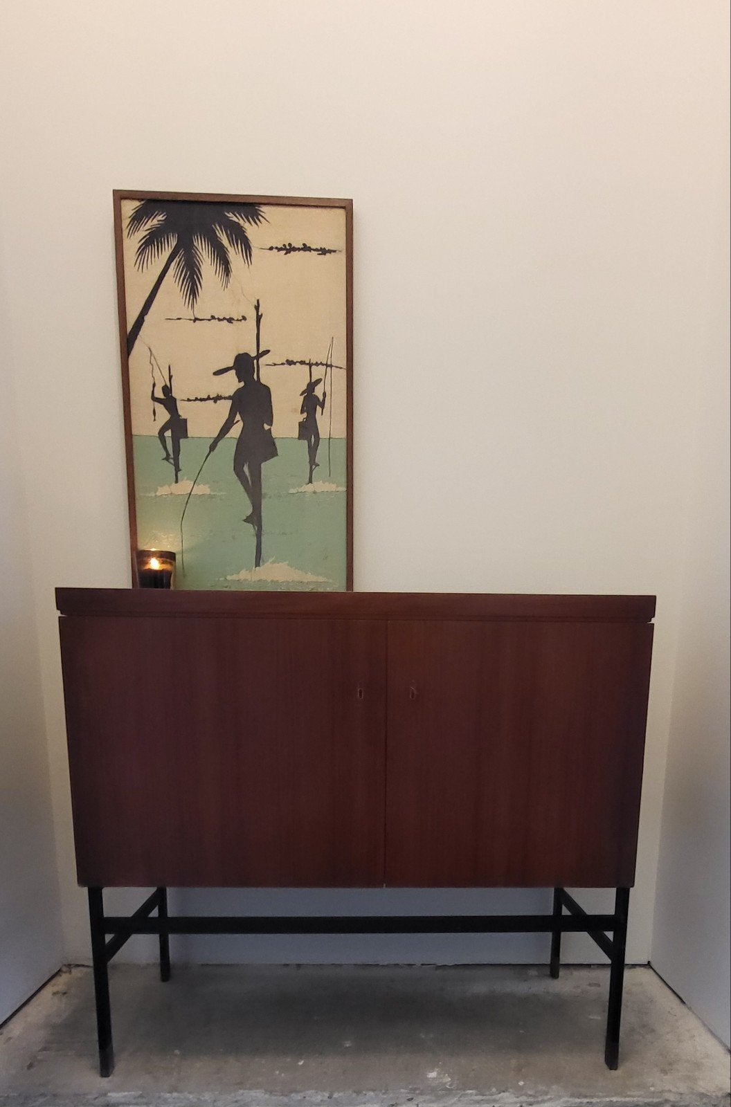 Meuble de Bar Mid-Century par André Sornay, Métal, 25 à 50 cm, Mid century, Avec tablette(s)