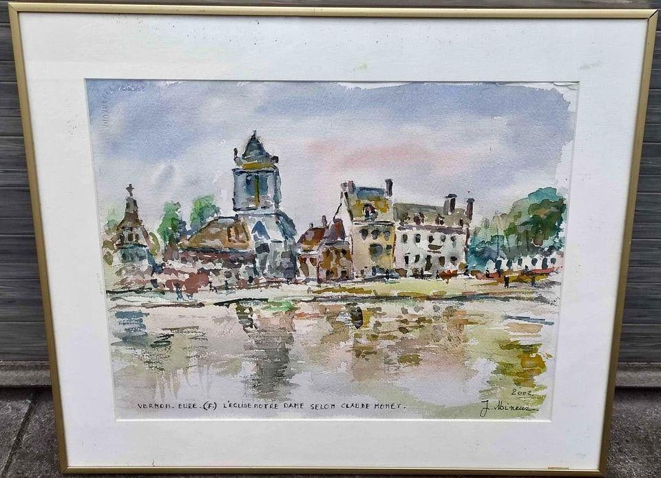 aquarellevermon signe jules mineur, Antiek en Kunst, Ophalen of Verzenden