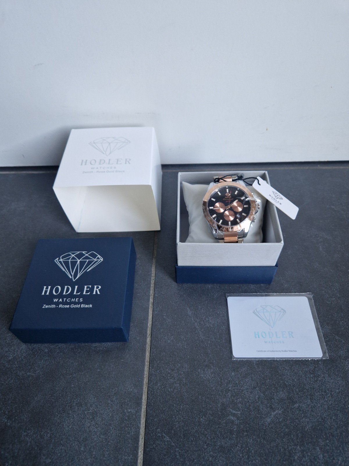 Herenhorloge Hodler  Zenith Black&Rosegold    NIEUW!!, Handtassen en Accessoires, Horloges | Heren, Ophalen of Verzenden, Goud