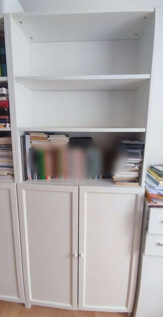 2 Bibliothèques IKEA avec portes, blanc BILLY et 1 sans, 25 à 50 cm, Avec porte(s), Comme neuf, Enlèvement