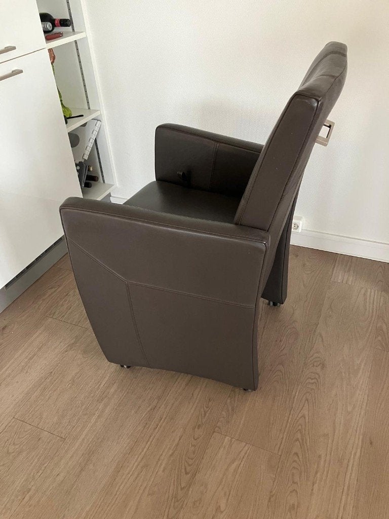6 luxe echt leren stoelen met ingebouwde relax, Huis en Inrichting, Stoelen, Ophalen, Zo goed als nieuw, Bruin, Leer