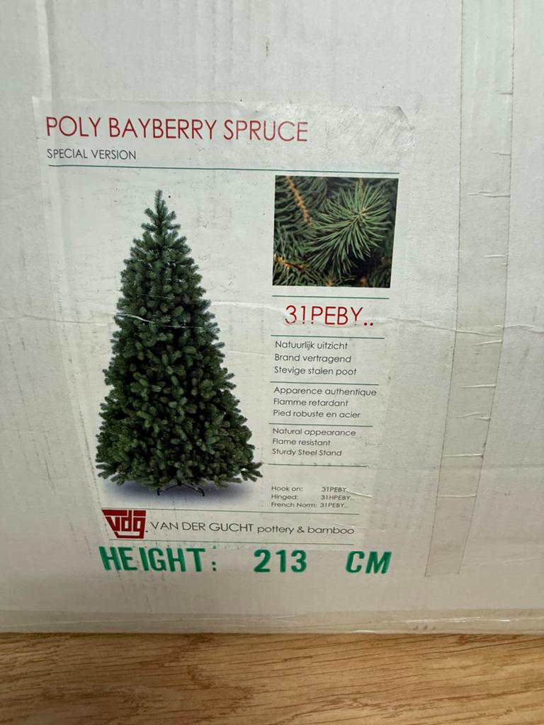 Kerstboom + versiering, Ophalen, Zo goed als nieuw