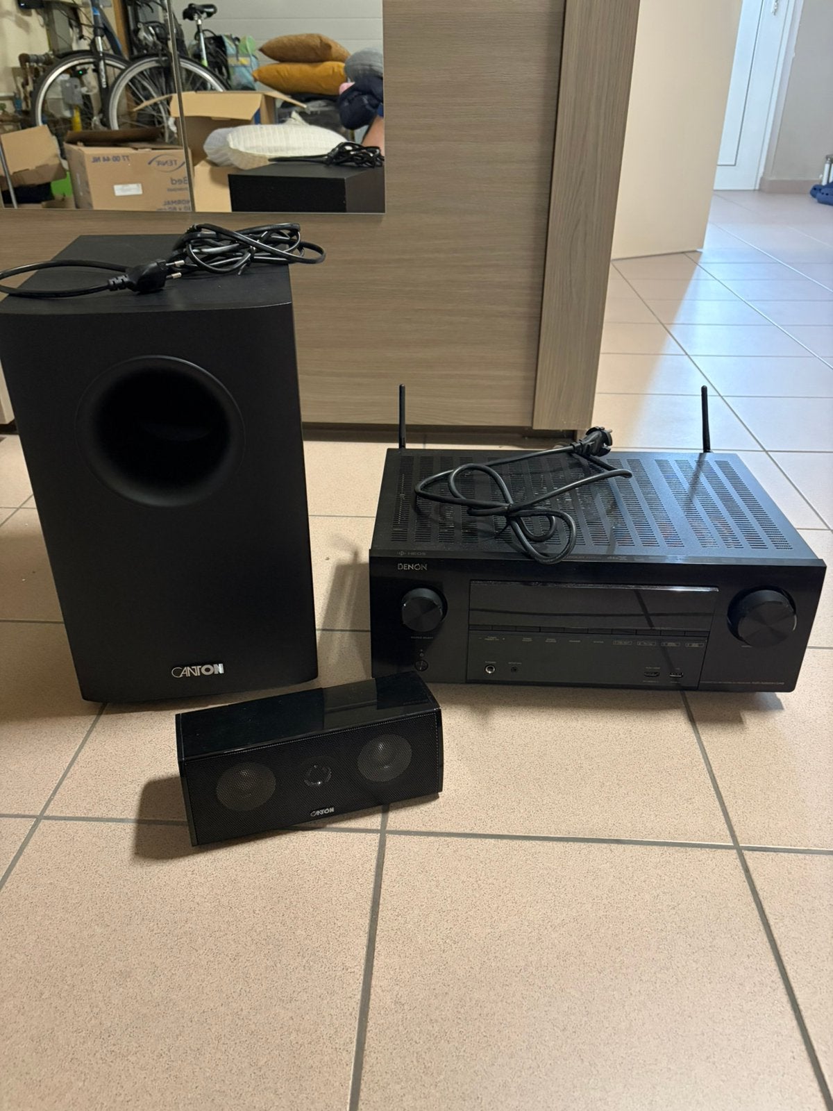 Récepteur Denon, caisson de basses Canton, TV, Hi-fi & Vidéo, Enceintes, Enlèvement, Kit home cinéma