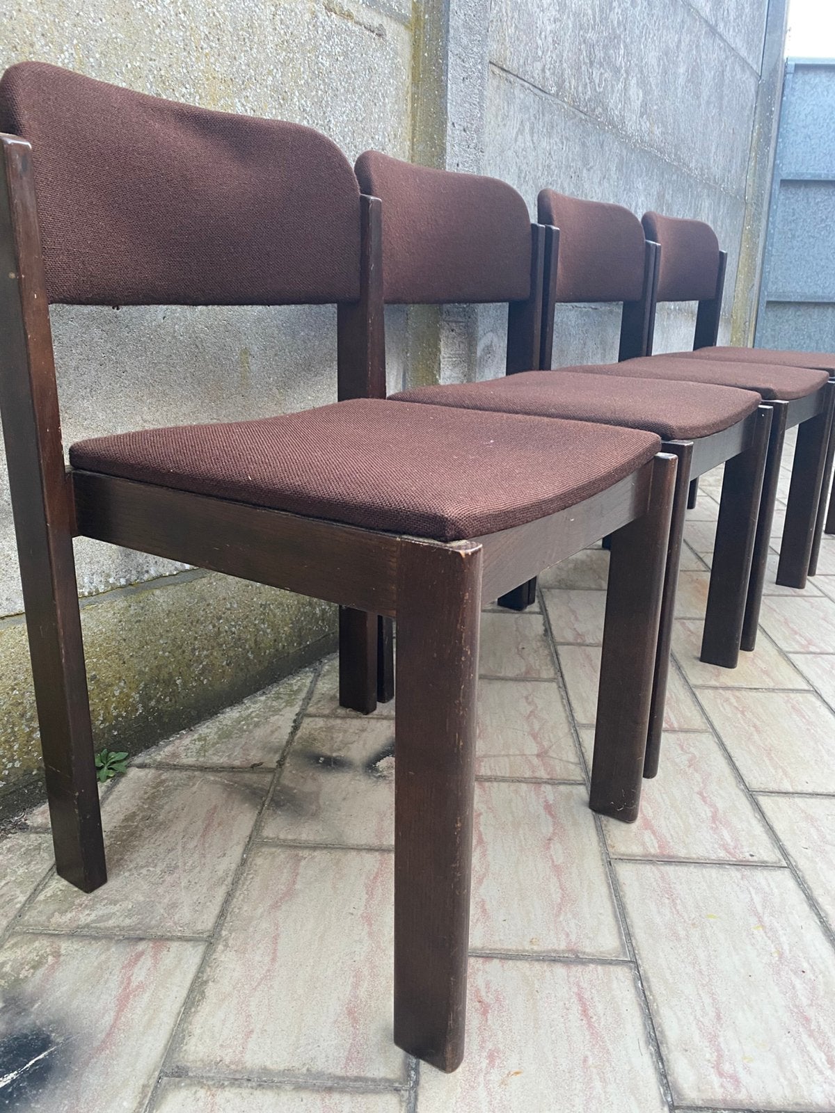 4 chaises sal à manger/salle à manger vintage brutalistes, Enlèvement, Comme neuf, Tissus