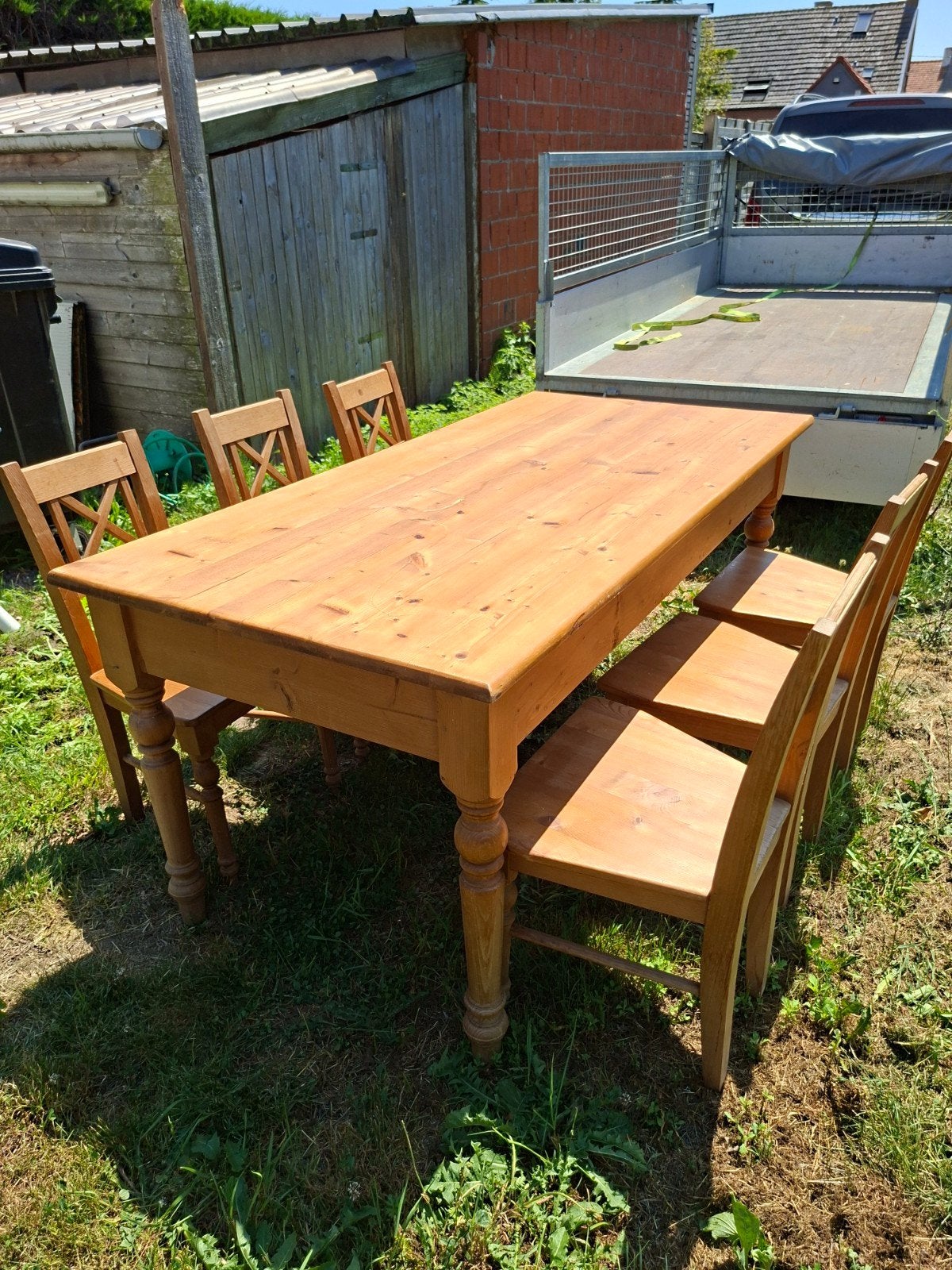 Eettafel + 6 stoelen, Cinq personnes ou plus, Enlèvement, Utilisé, 50 à 100 cm