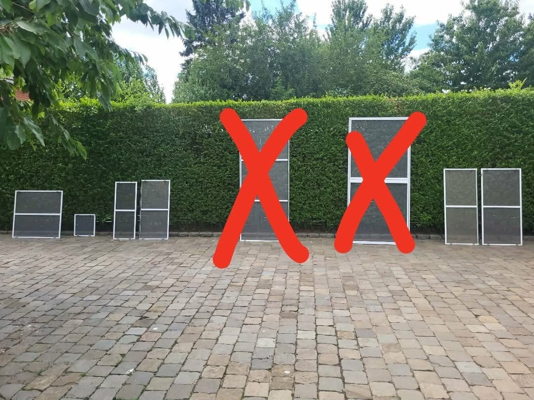 6 aluminium inzethorren-vliegramen met inzethaakjes, Ophalen