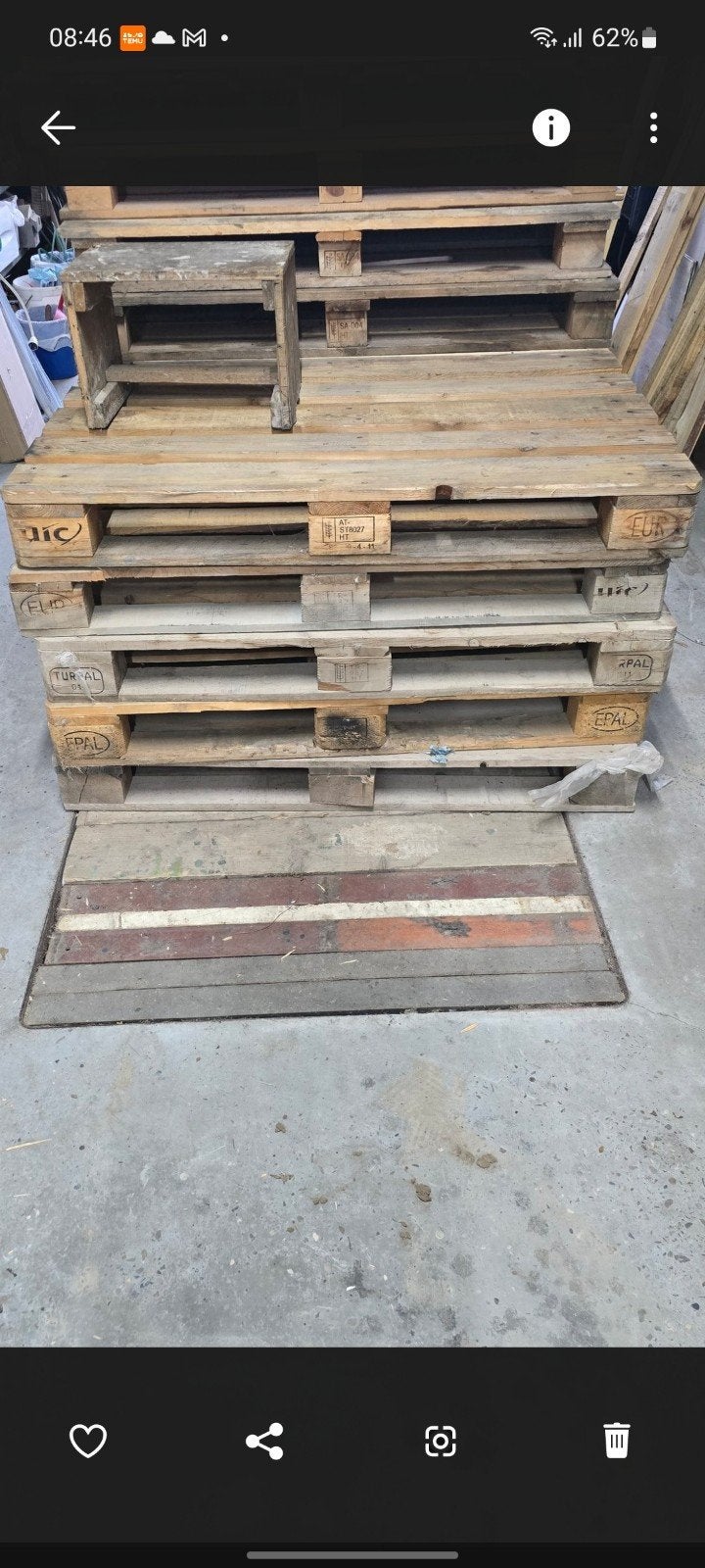 Palettes en bois, 5 pour 50 euros. Plusieurs aux choix, Enlèvement