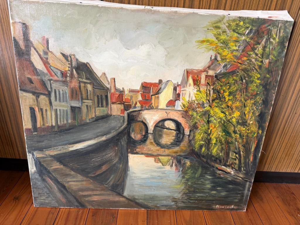 Schilderij - Brugge - Speelmansrei (70x60 cm), Antiek en Kunst, Ophalen