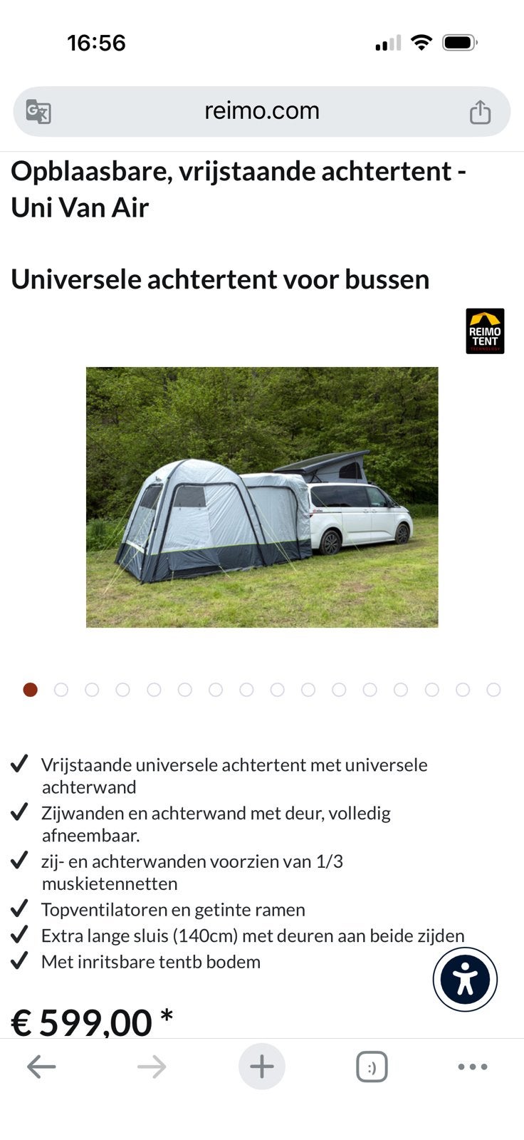 Reimo opblaasbare universele achtertent voor bussen, Ophalen, Zo goed als nieuw