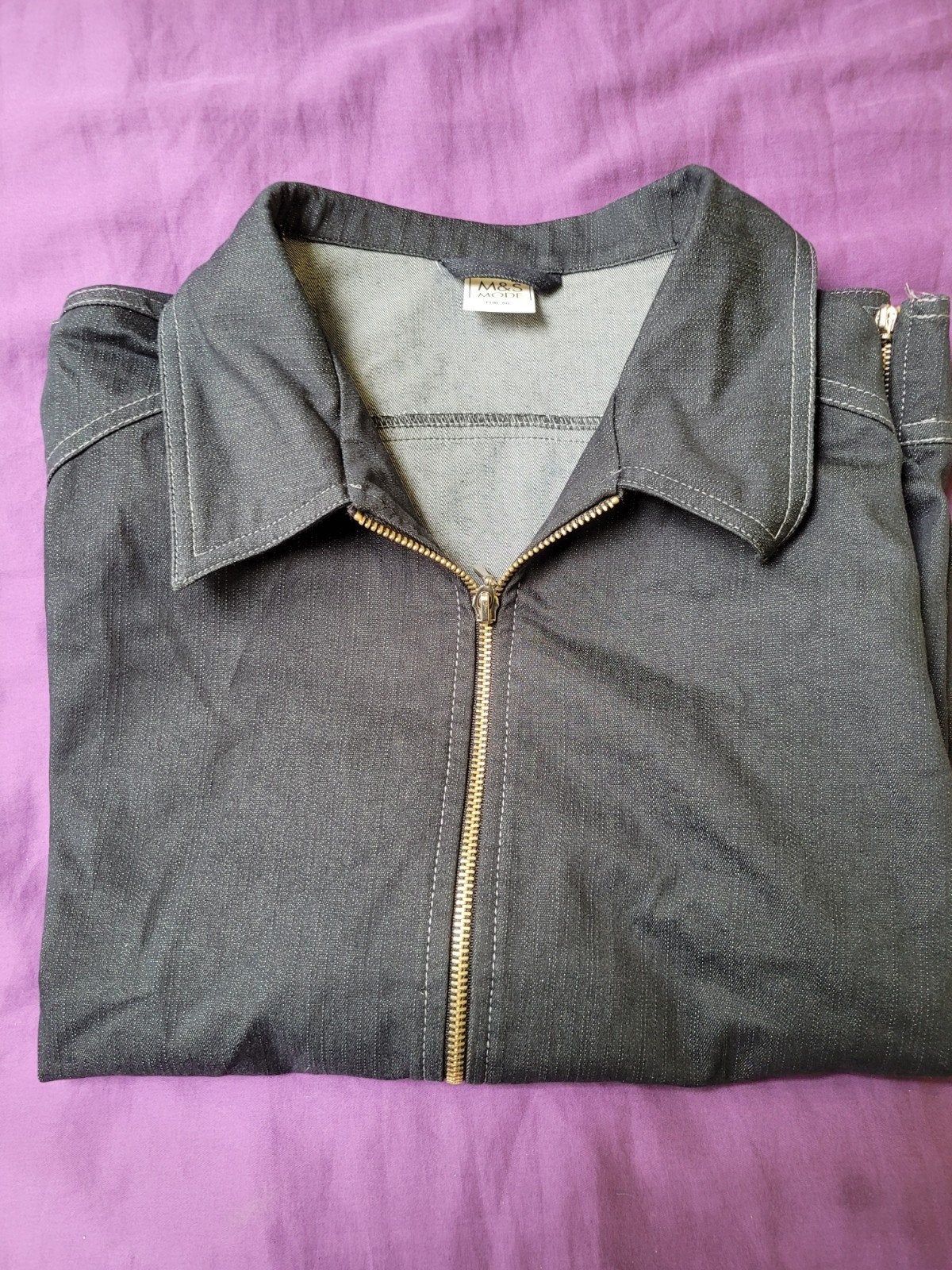 MS Mode denim jasje met rits - Maat 50 (Plus size), Blauw, Ophalen of Verzenden, Zo goed als nieuw, Overige typen