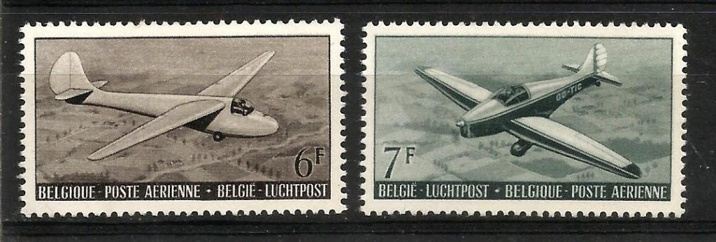 1951 Luchtpostzegels OBP PA 28/9**, Luchtvaart, Orginele gom, Ophalen of Verzenden, Zonder stempel