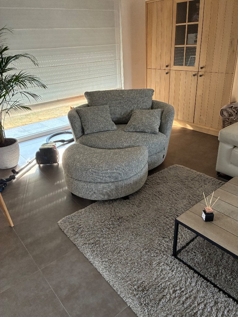 Draaifauteuil met poef, Huis en Inrichting, Fauteuils, Ophalen, Nieuw, Stof