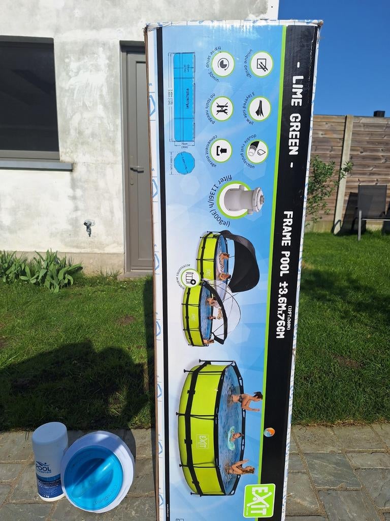 Nieuw EXIT Lime zwembad ø360x76cm met filterpomp en extra po, Enlèvement