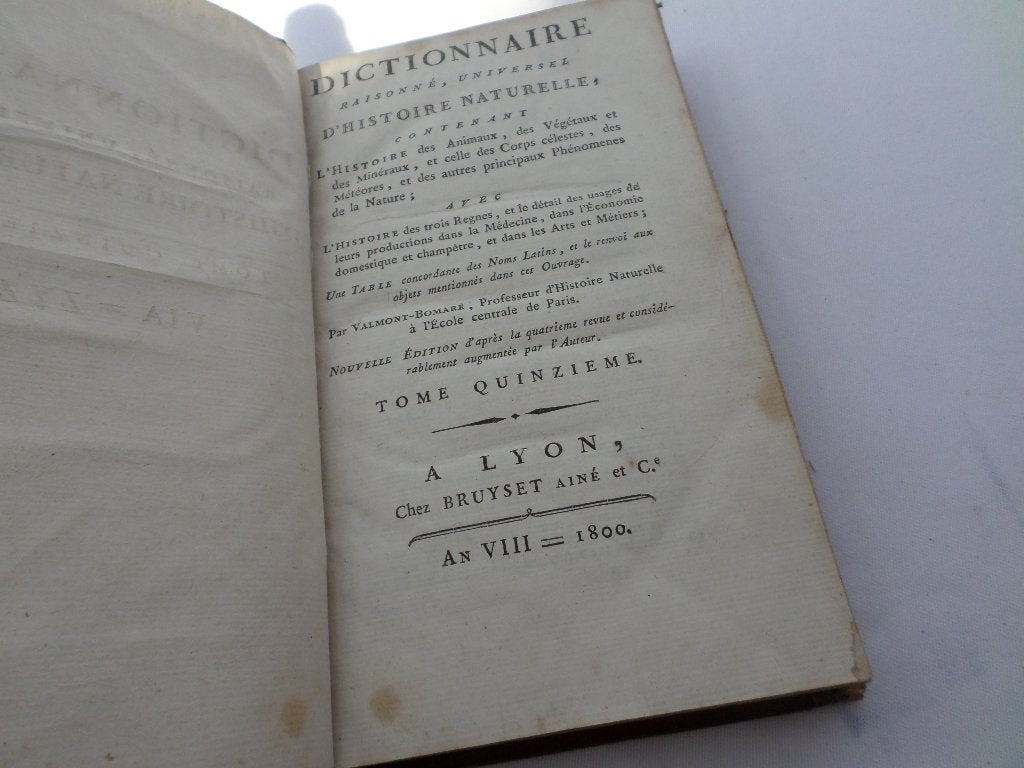 Dictionnaire raisonné d’histoire naturelle tome 15 cuir RARE, Livres, Enlèvement ou Envoi, Jacques-Christophe Valmont-Bomare, Utilisé