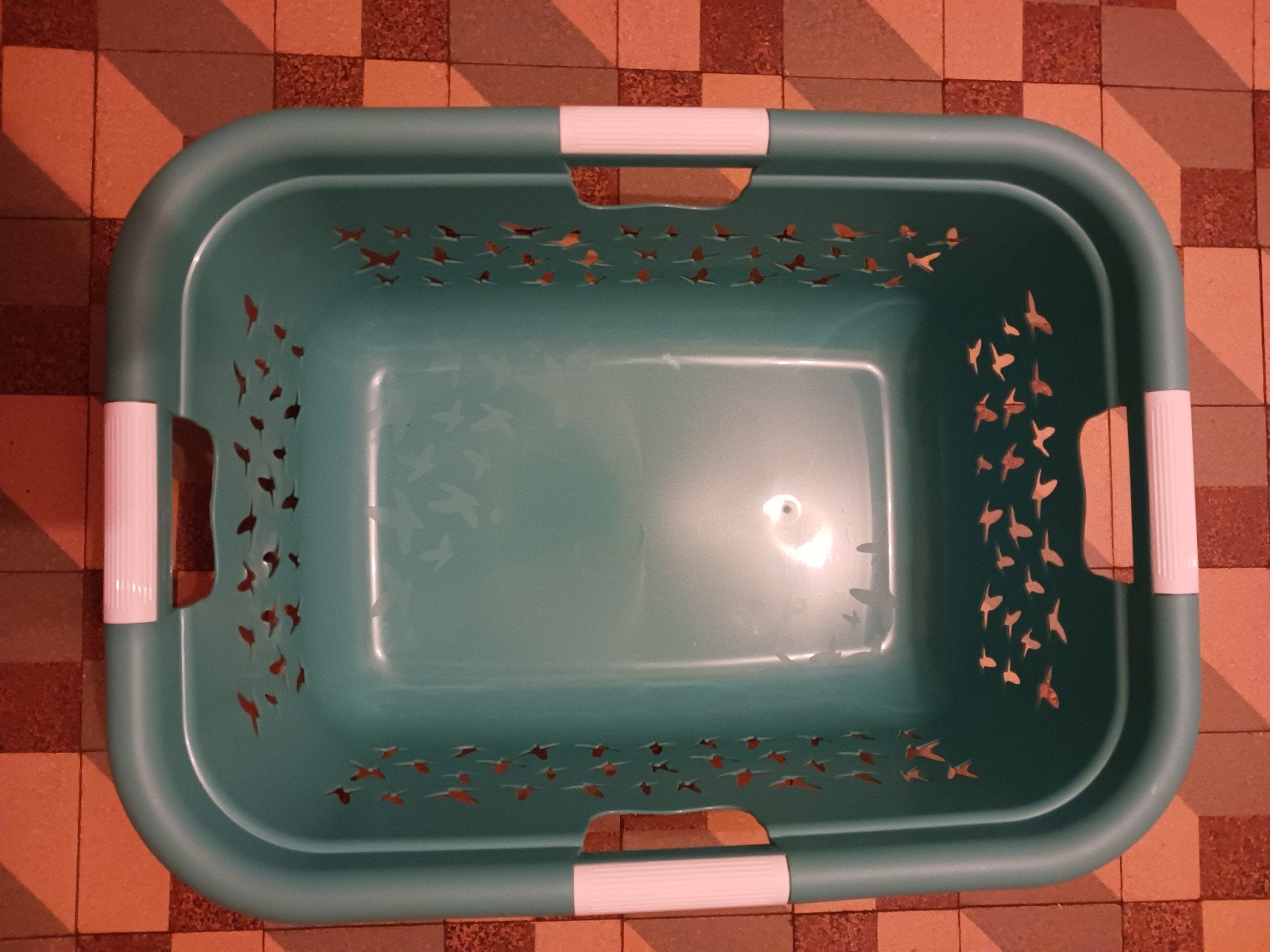Panier à linge bleu pomme vert 50 litres, Maison & Meubles, Enlèvement, Utilisé, Bleu, Panier à linge
