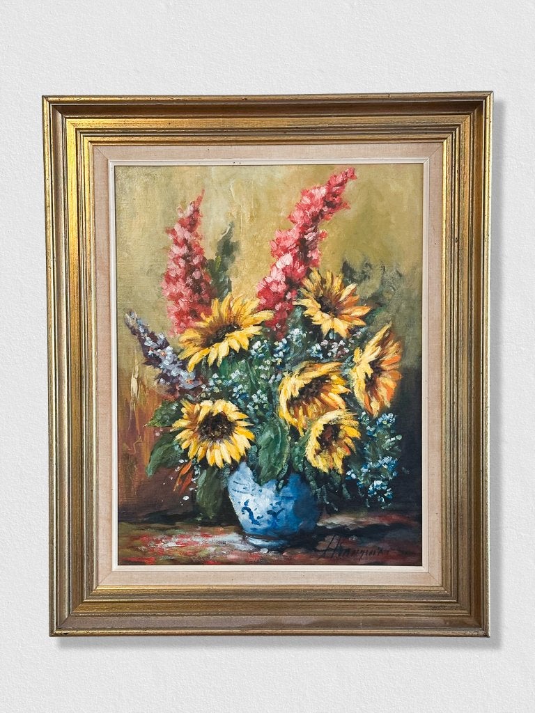 Fleurs de Louise Rangwin (Peinture de nature morte), Antiquités & Art, Peinture à l'huile, Peint à la main, Enlèvement, Toile