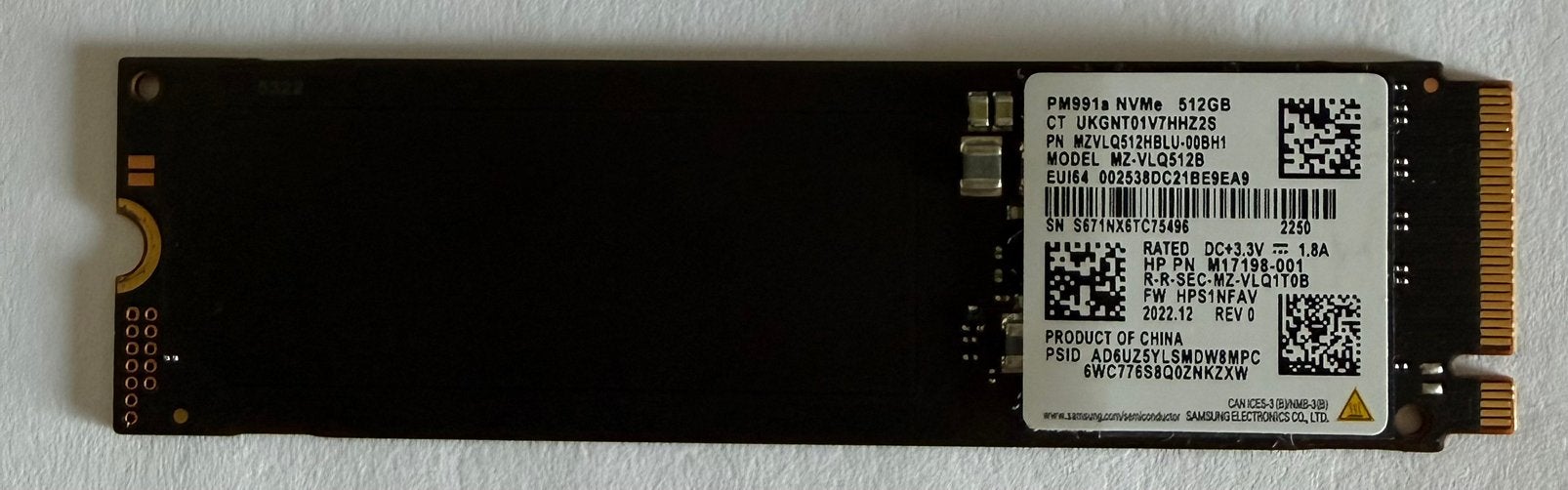 SSD Samsung NVMe 512 Go, Enlèvement ou Envoi, Utilisé, Laptop, SSD