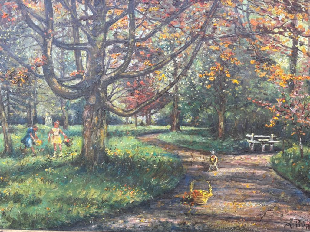 Marcel Pipart - Park van Chateau d’Arondeau in Roucourt, Antiek en Kunst, Kunst | Schilderijen | Klassiek, Ophalen of Verzenden