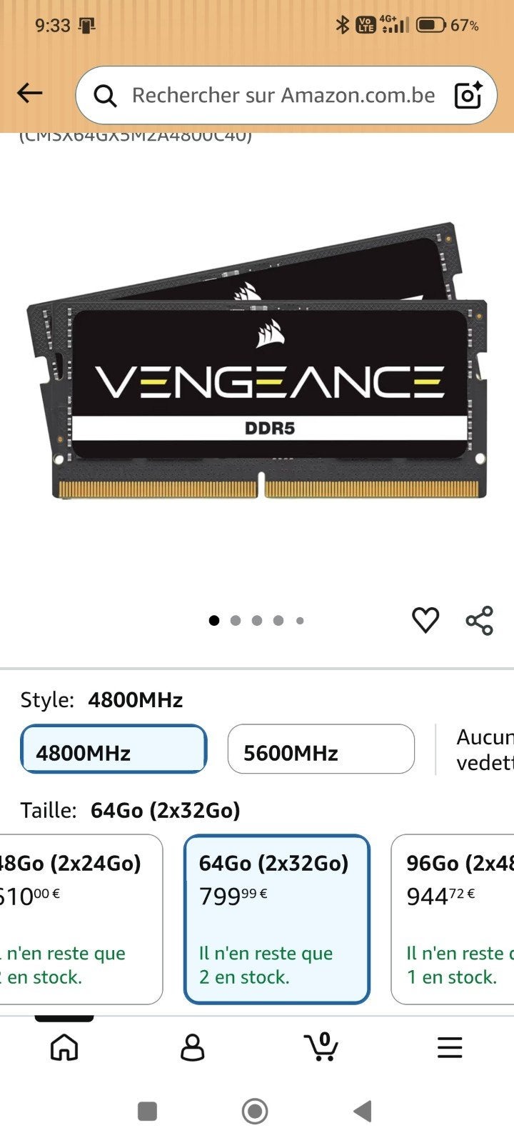 CORSAIR 64GB DDR5 SODIMM 4800-KIT, Computers en Software, RAM geheugen, Ophalen of Verzenden, DDR5, 32 GB