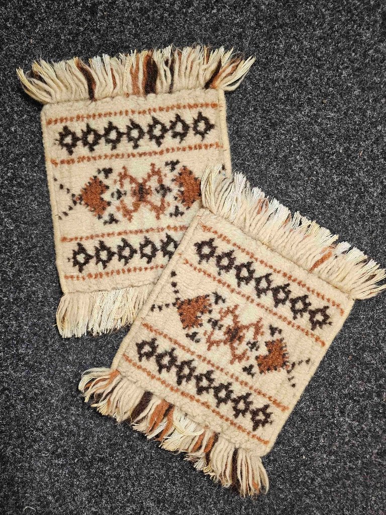 Ensemble de tapis en laine rétro vintage, Enlèvement ou Envoi, Utilisé, Beige, Vintage