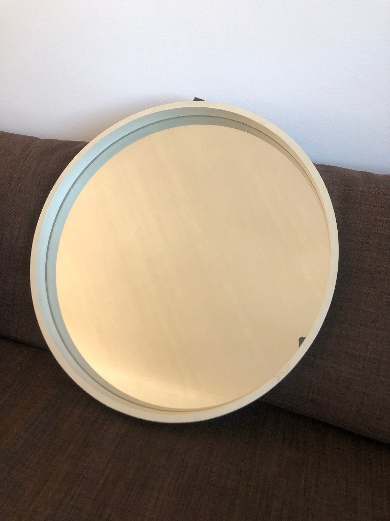 Miroir rond années 60/70, Maison & Meubles, Moins de 100 cm, Rond, Enlèvement, Utilisé