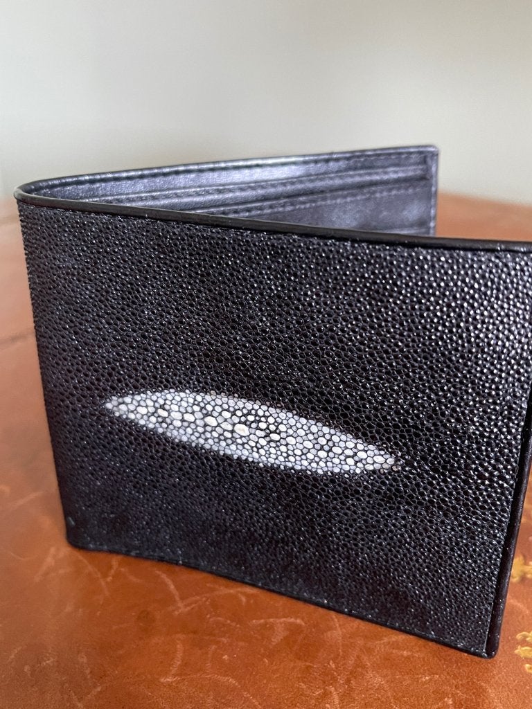 Porte-feuille et porte clef en raie manta, Ophalen, Nieuw, Zwart, Met knipsluiting