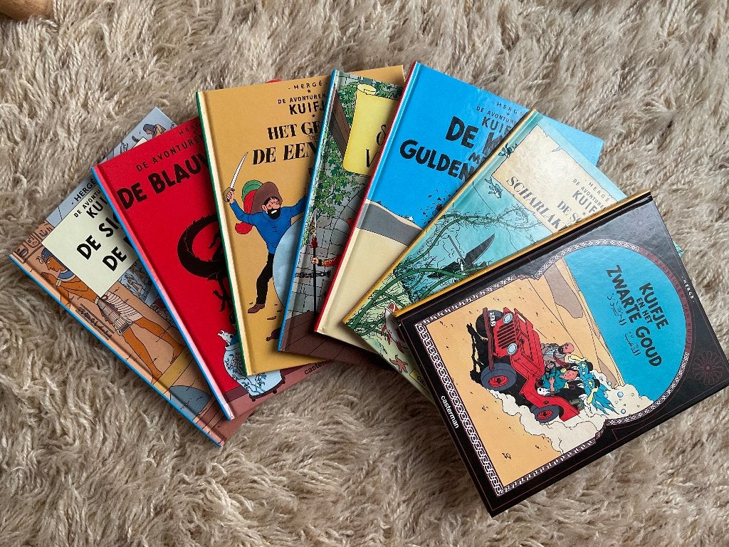 Kuifje strips x 7 mini-hardcover (A5 formaat), Gelezen, Complete serie of reeks, Ophalen of Verzenden, Hergé