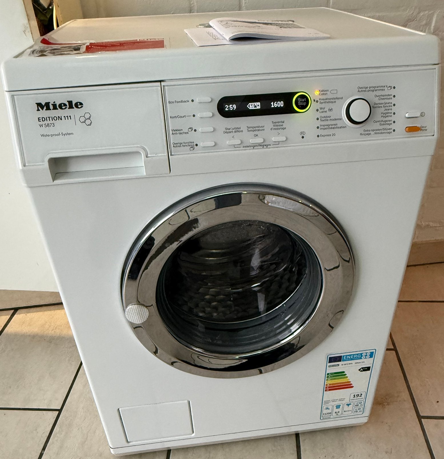 Miele 8Kilo-1600toeren A+++ energieverbruik in topstaat, Ophalen, Minder dan 85 cm, 8 tot 10 kg, Energieklasse A of zuiniger
