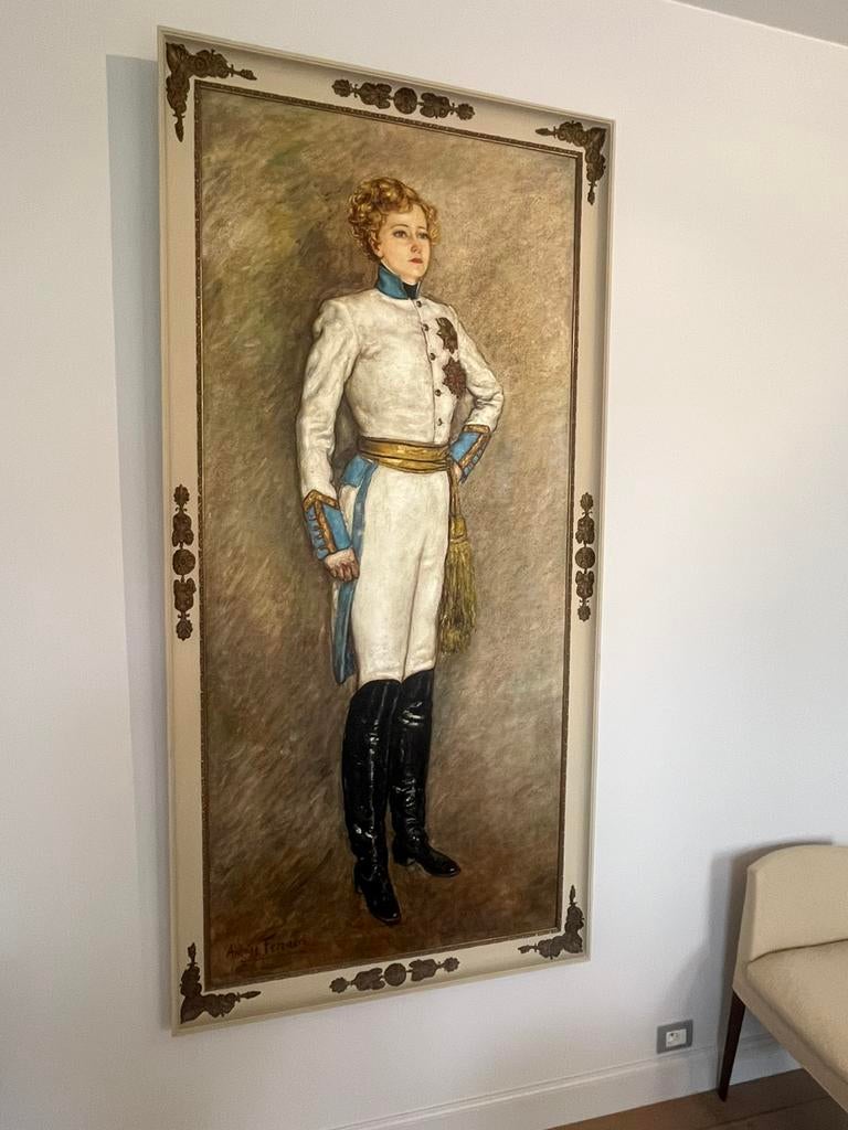 Prachtig Olieverfschilderij ,215 cmx 105 cm, Antiek en Kunst, Ophalen