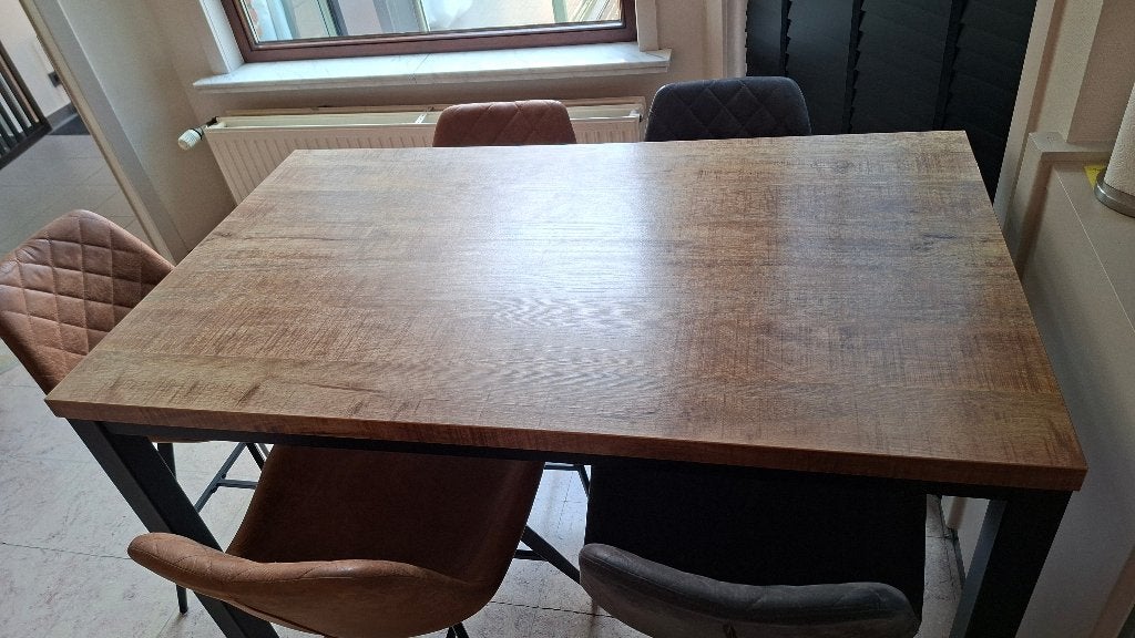 Mooie hoge keukentafel met hoge keukenstoelen, Enlèvement, Comme neuf