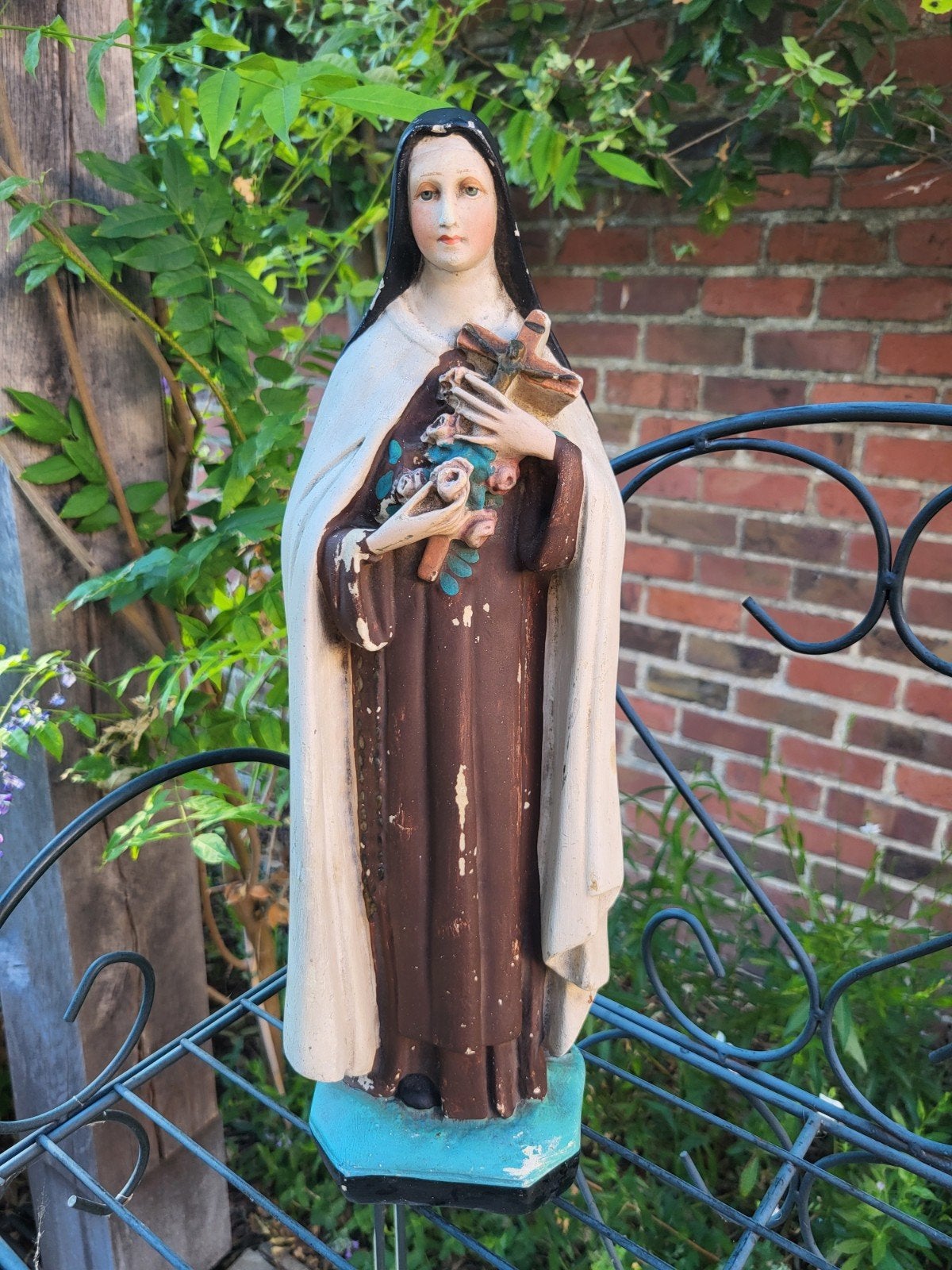 Antiek Gipsen Beeld Heilige Theresia van Lisieux, Antiek en Kunst, Antiek | Religieuze voorwerpen, Ophalen of Verzenden