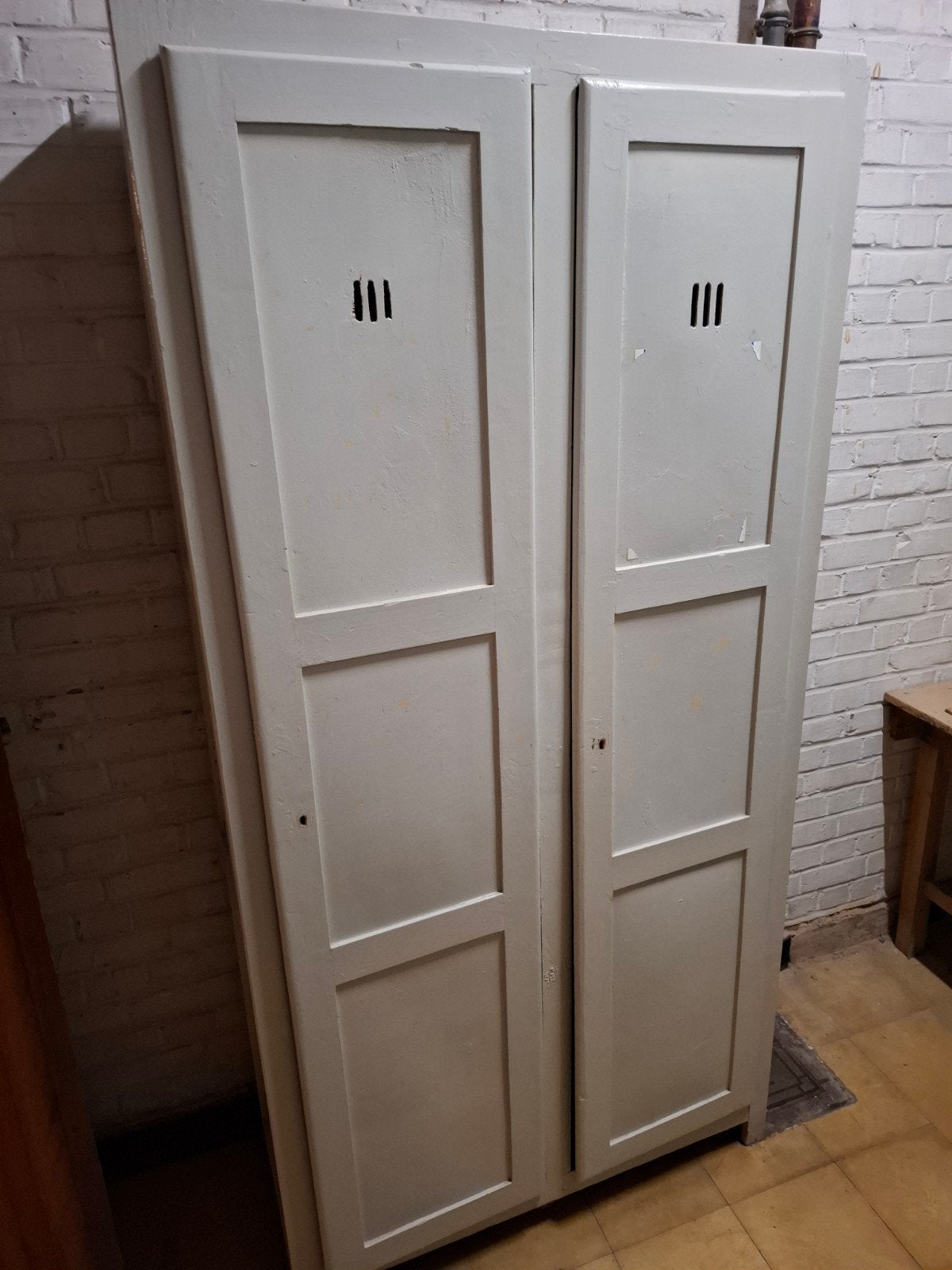 Ancienne armoire de vestiaire industrielle en bois, Enlèvement, Inconnu, Inconnu, Inconnu