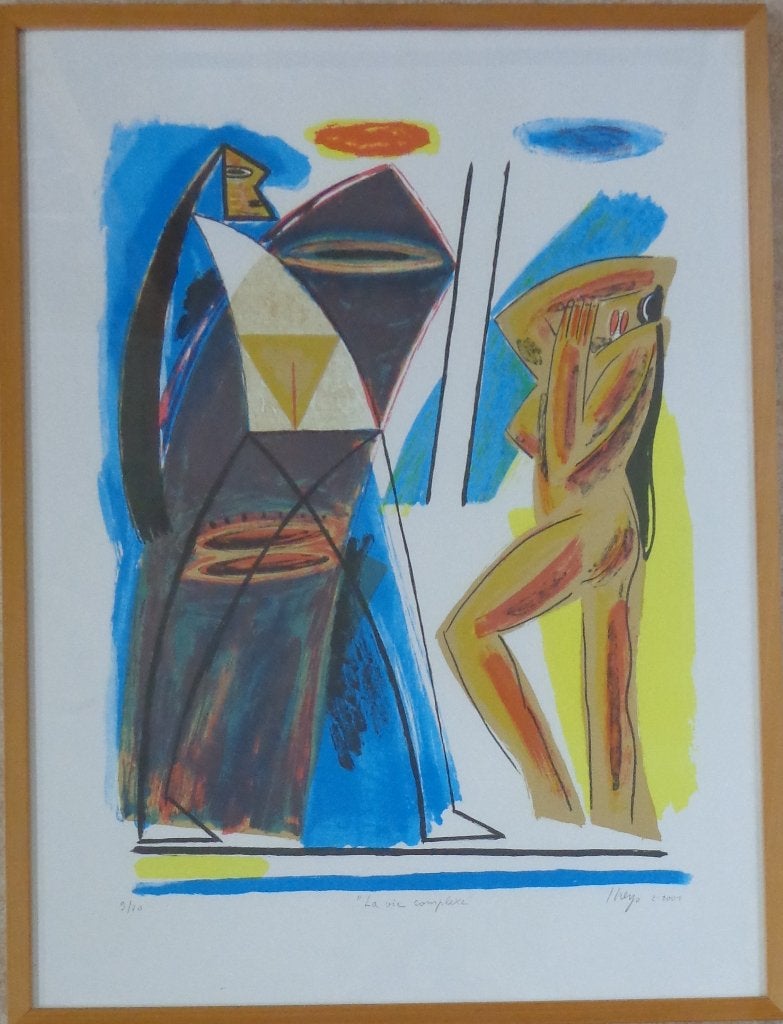 YVAN THEYS / VIE COMPLEXE / KLEURZEEFDRUK / 83x63cm / KADER, Gesigneerd, Ophalen