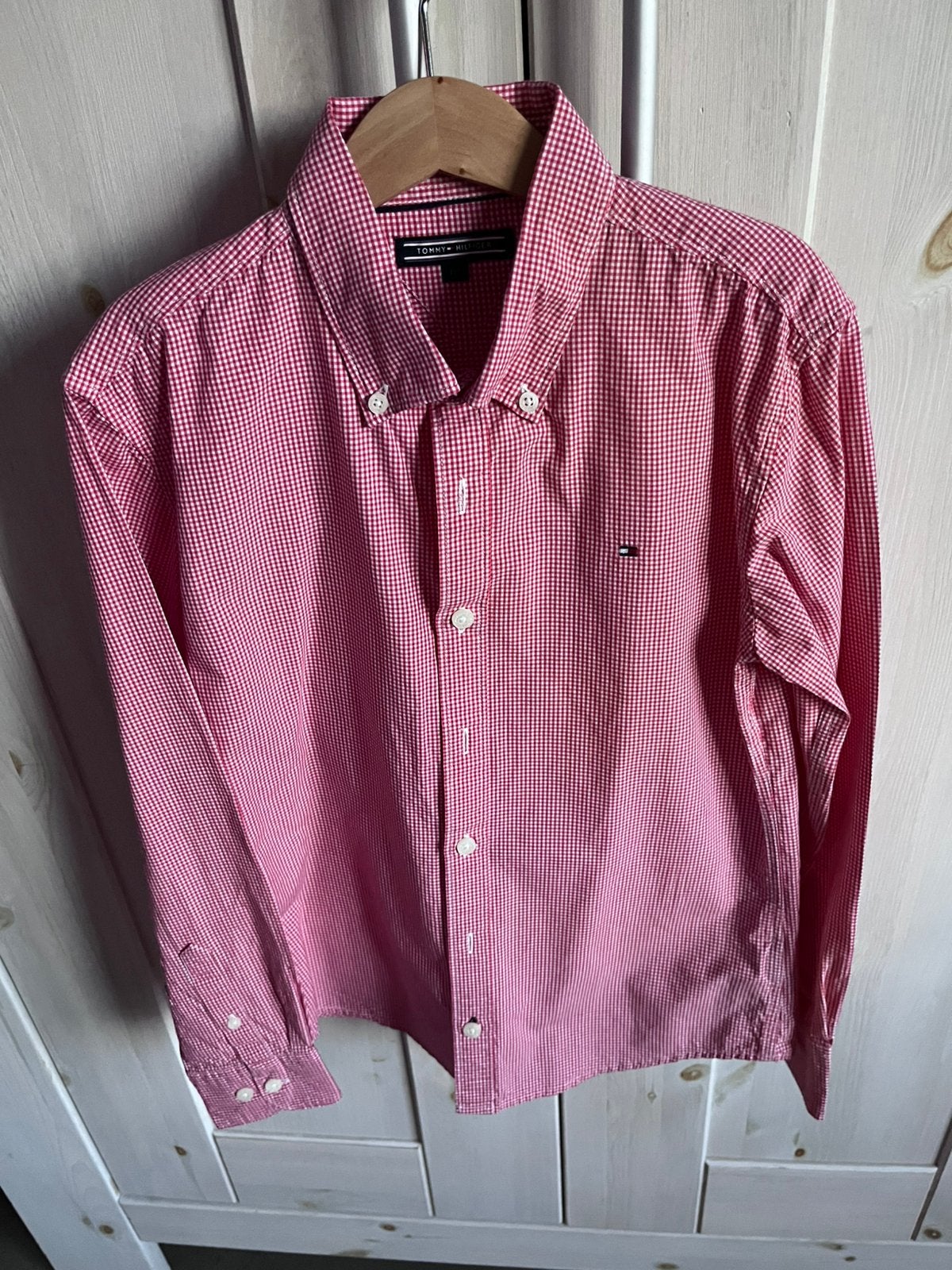 Geruit hemd Tommy Hilfiger maat 12 jaar, Ophalen of Verzenden, Gebruikt, Jongen, Shirt of Longsleeve