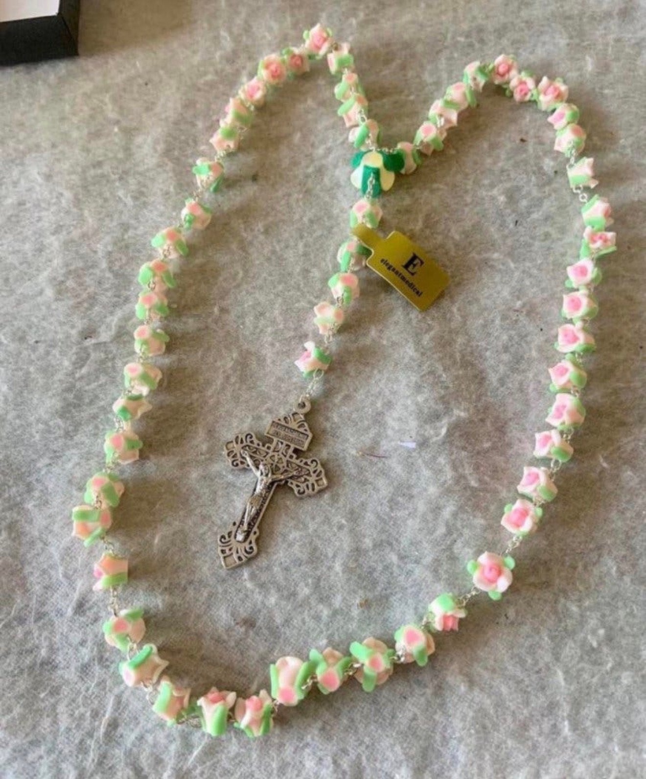 Collier Jésus fait main, fleurs de chapelet, Nazarenus Jesus, Enlèvement ou Envoi, Neuf, Bijoux, Christianisme | Catholique