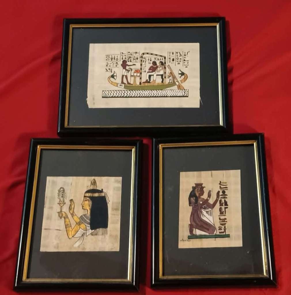papyrussen Egypte in kader. set van 3 stuks, Maison & Meubles, Enlèvement ou Envoi