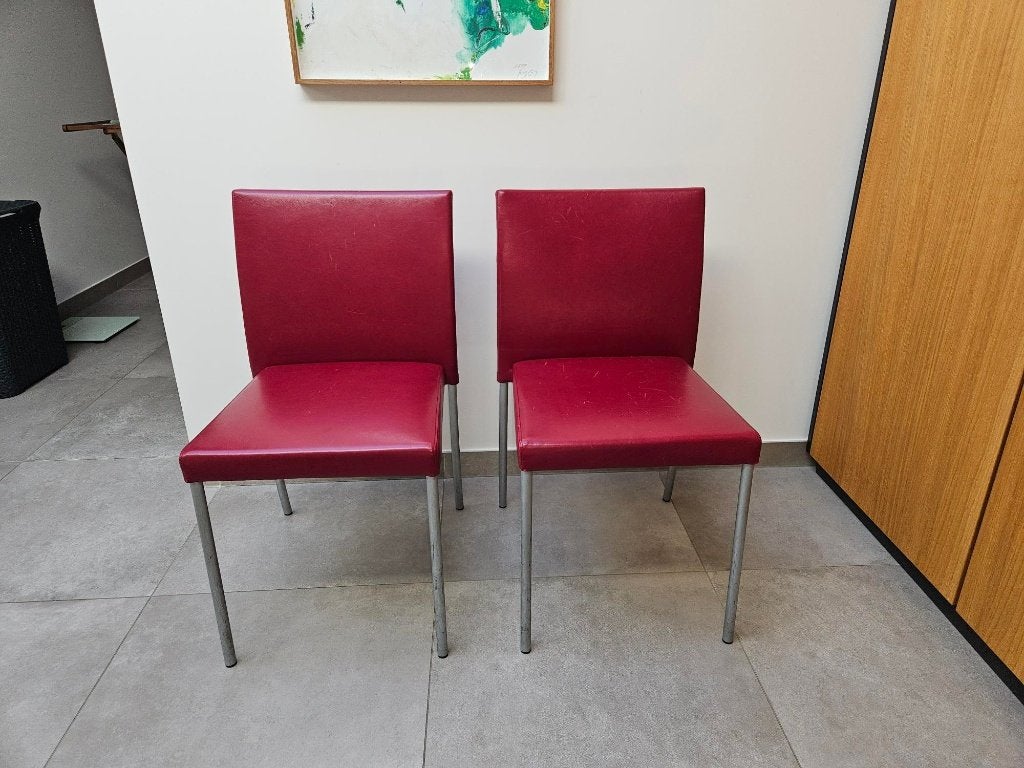 tabouret, Maison & Meubles, Chaises, Utilisé, Deux, Cuir, Métal, Rouge, Enlèvement