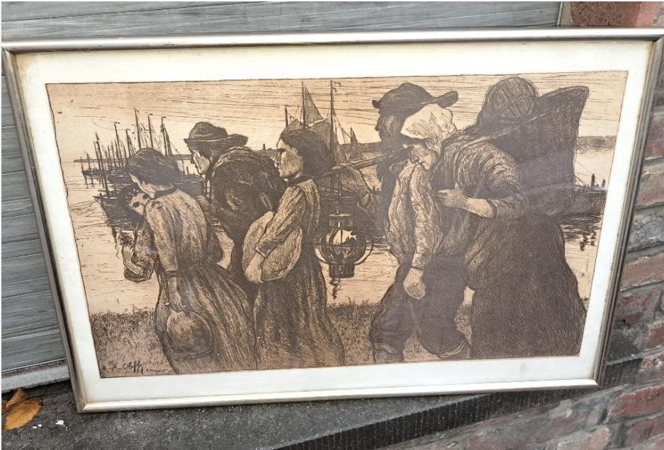 lithographie signe auguste oleffe, Enlèvement ou Envoi, Lithographie