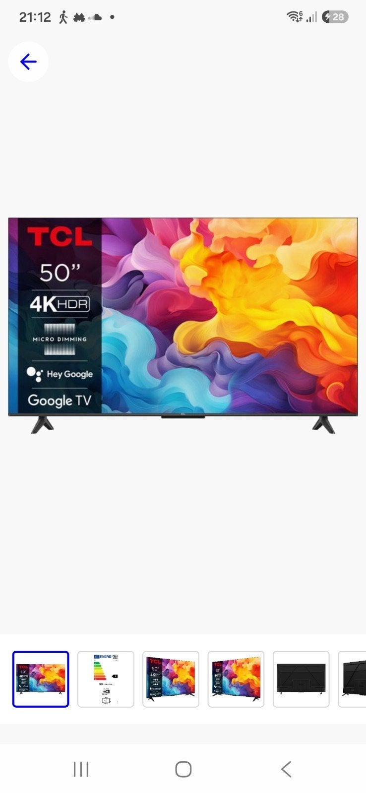 TCL 50P61B (50 inch / 127 cm) – Prachtige 4K Google Smart TV, Enlèvement, Smart TV