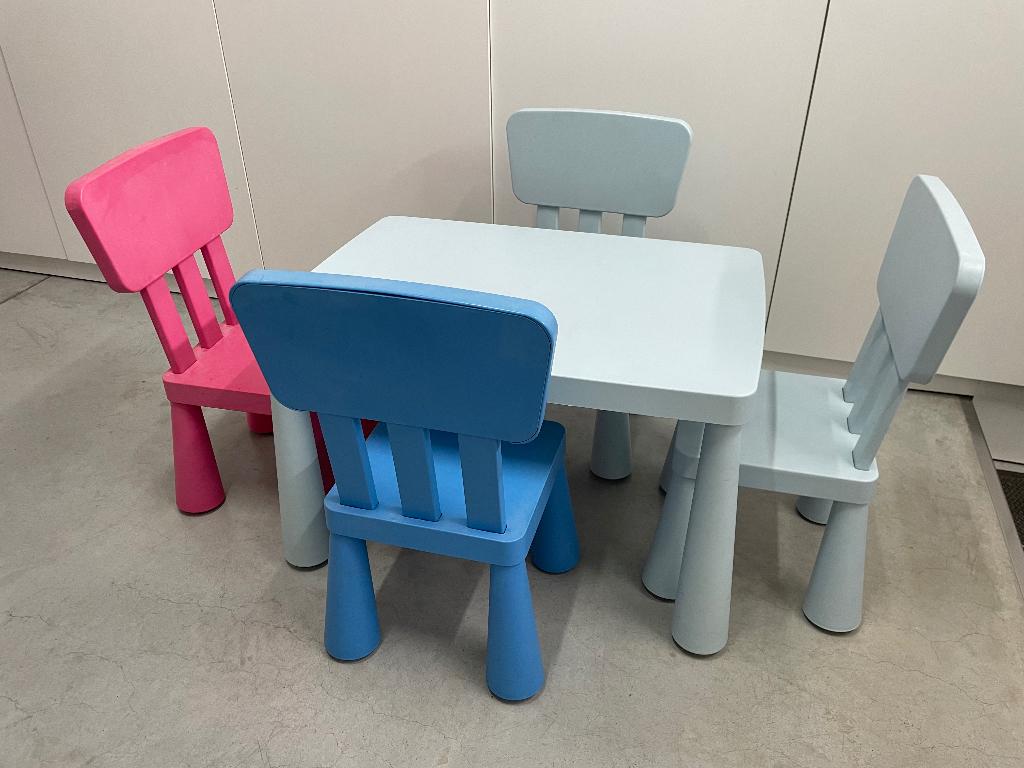 IKEA mammut kindertafel + 4 stoelen, Kinderen en Baby's, Ophalen, Gebruikt, Stoel(en)