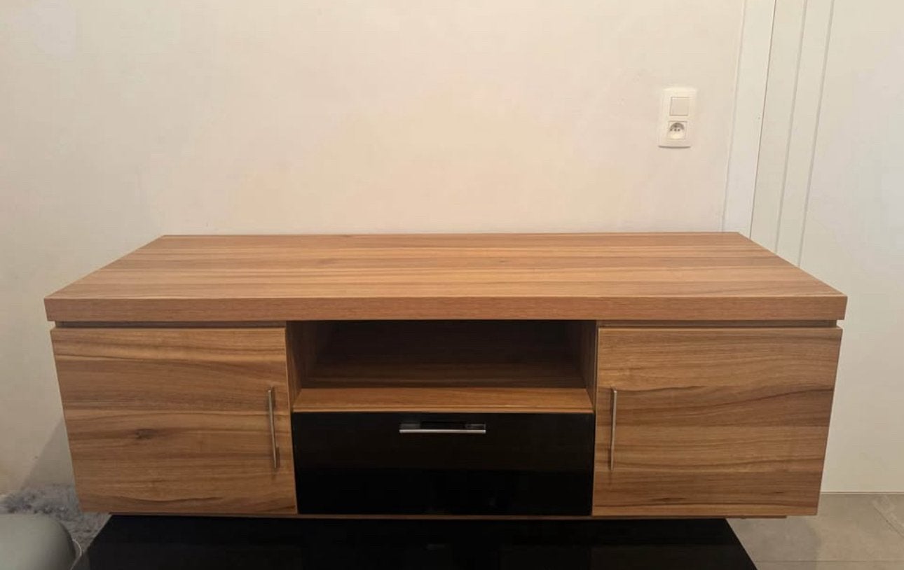 Eiken (massief) tv meubel en salontafel, Ophalen, Zo goed als nieuw