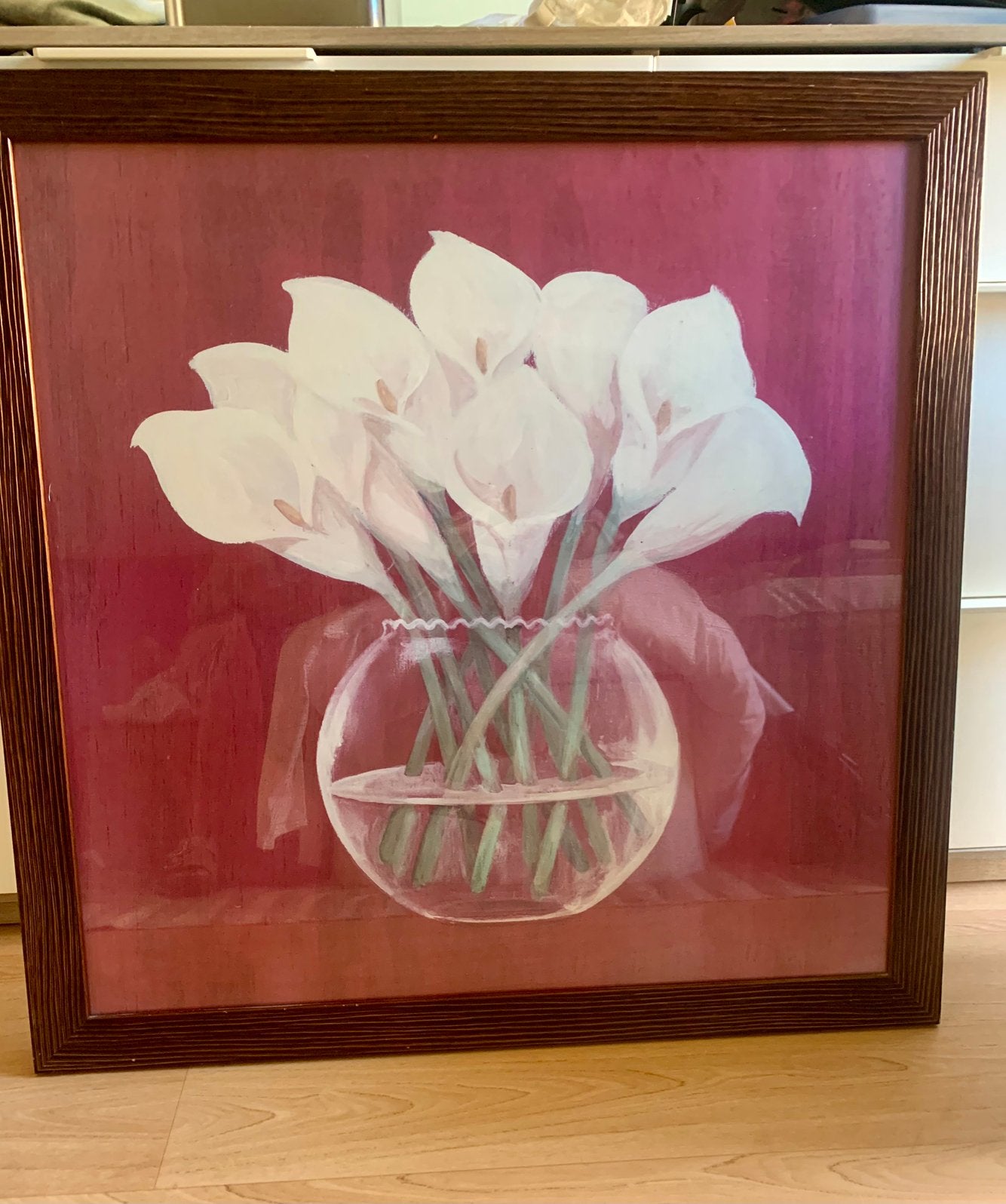 Cadre en verre vase de fleurs, Enlèvement, Comme neuf, Verre