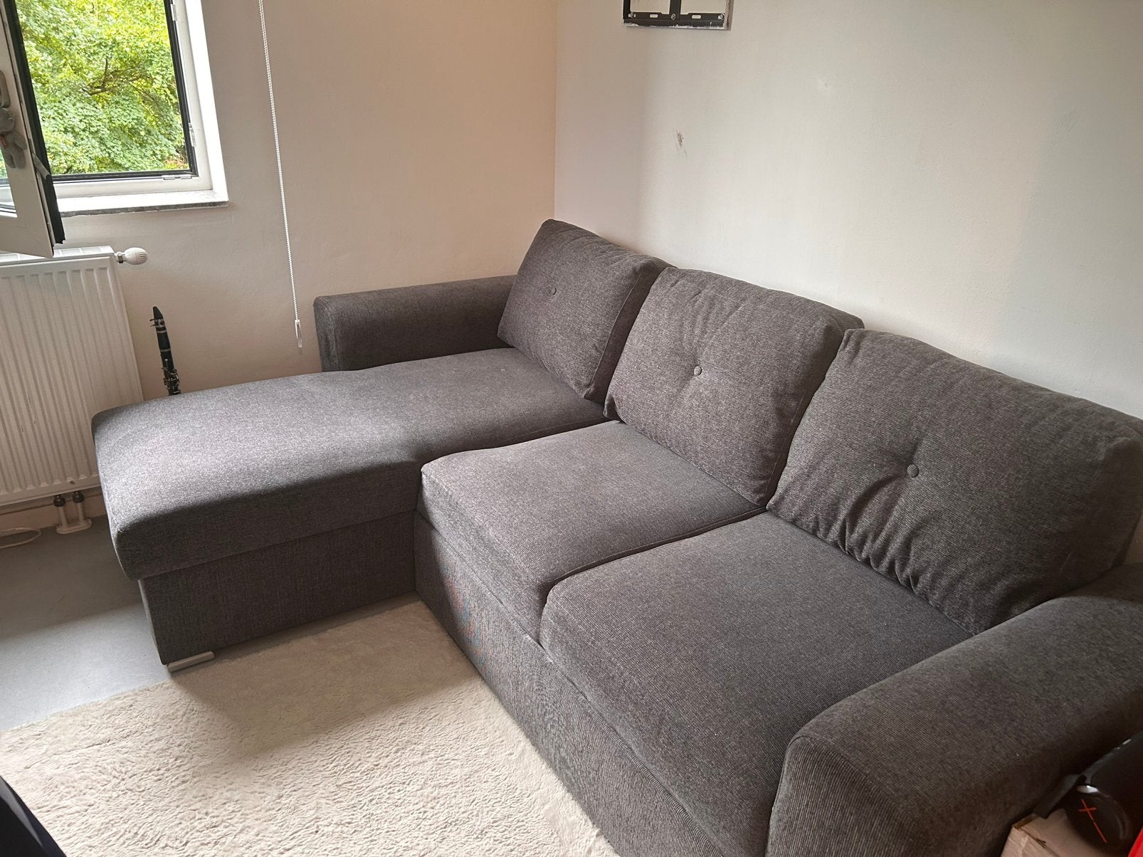 Canapé-lit avec chaise longue JYSK VEJLBY — gris foncé, Enlèvement, Comme neuf