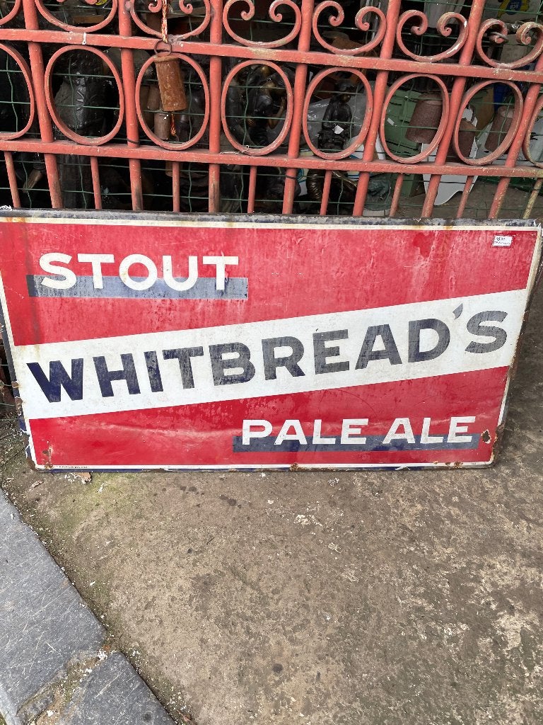 Antiek reclame bord in emaille jaren 30 bier, Verzamelen, Ophalen, Gebruikt