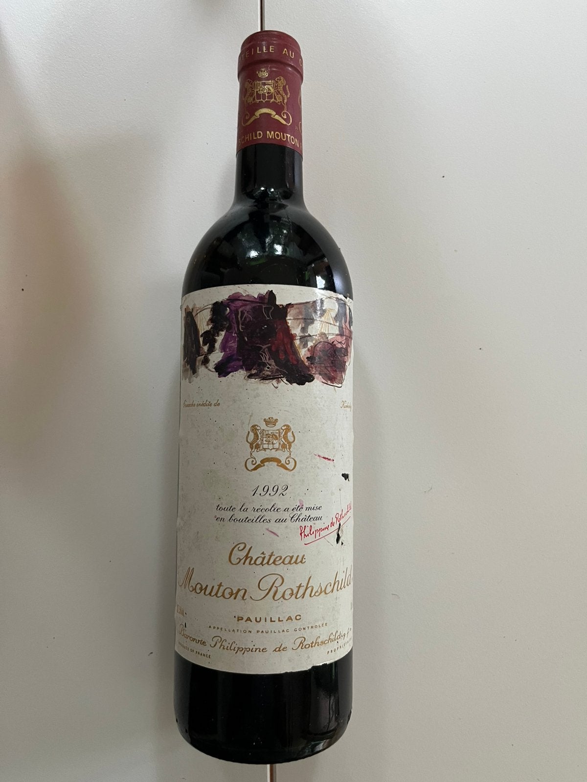 Chateau Mouton Rothschild 1992, eerste eigenaar,, Verzamelen, Wijnen, Ophalen, Zo goed als nieuw, Frankrijk, Rode wijn