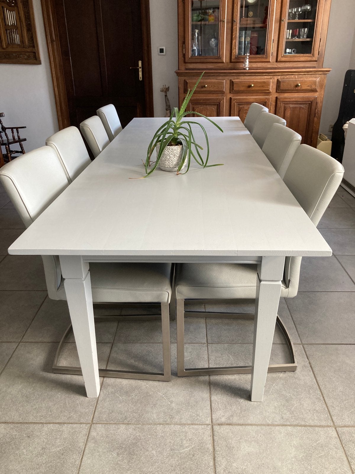 Table salle à manger chêne peint, Maison & Meubles, 200 cm ou plus, Enlèvement, Utilisé, 50 à 100 cm