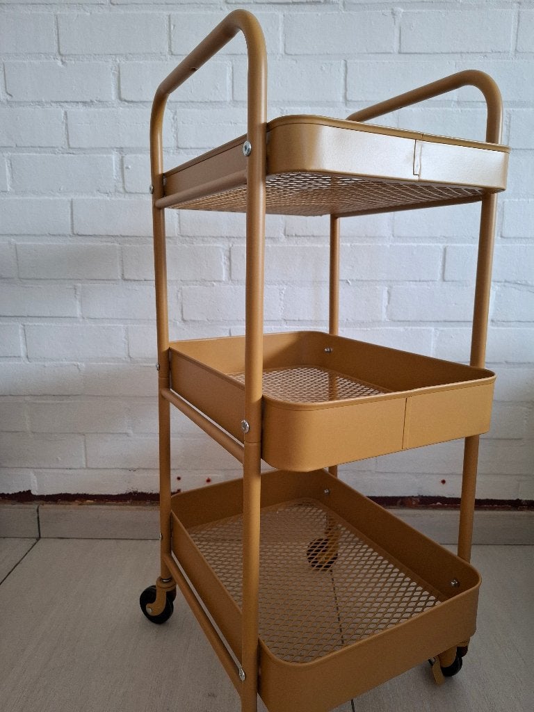 Chariot de rangement en métal ocre avec 3 paniers, Enlèvement, Comme neuf