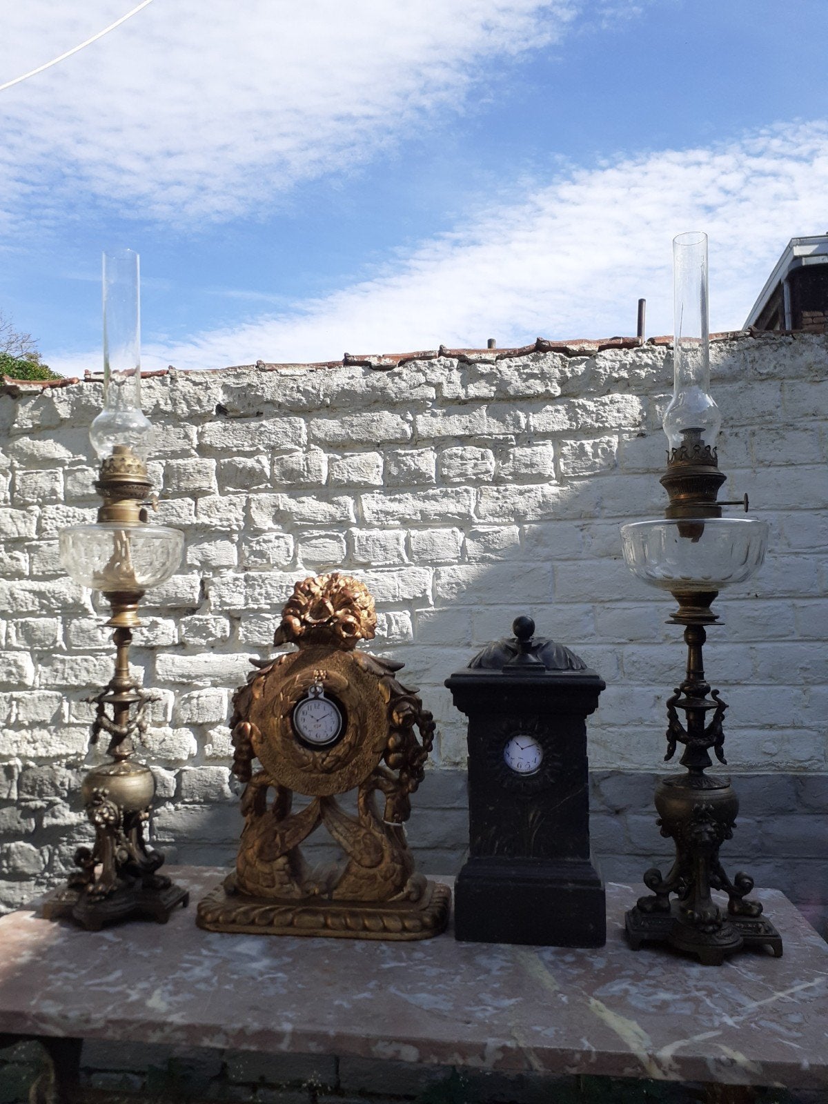 Deco napoleon iii  bois doré,  cristal, Antiquités & Art, Enlèvement